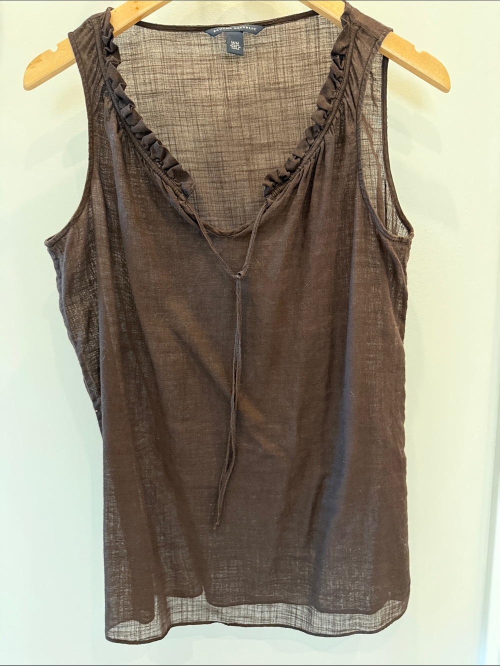 Club Monaco Brown Sheer Ruffle-Trim Sleeveless Camisole
